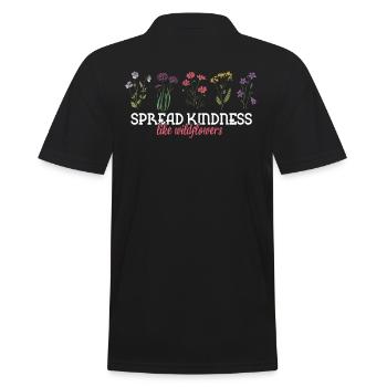 Spread Kindness Like Wildflowers - Men's Polo Shirt - black - Back - Kai (181cm)