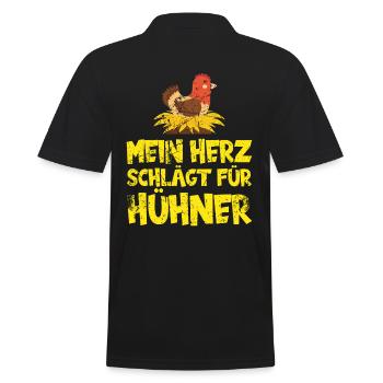 Mein Herz schlägt für Hühner. Huhn - Männer Poloshirt - Schwarz - Hinten - Kai (181cm)