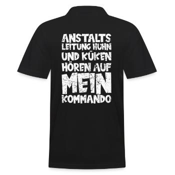 Anstaltsleitung, Huhn und Küken hören aus - Männer Poloshirt - Schwarz - Hinten - Kai (181cm)
