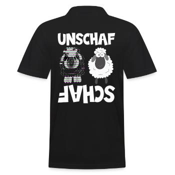 Schaf Unschaf Wortwitz, Schafe - Männer Poloshirt - Schwarz - Hinten - Kai (181cm)