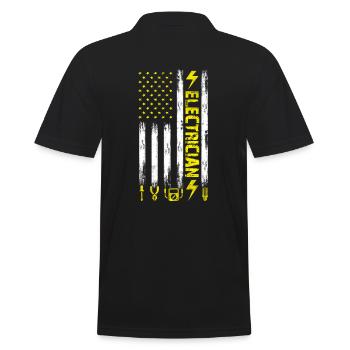 Troubleshooter Electrician US flag design For - Men's Polo Shirt - black - Back - Kai (181cm)