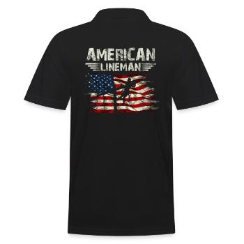 Troubleshooter Electrician US flag design For - Men's Polo Shirt - black - Back - Kai (181cm)