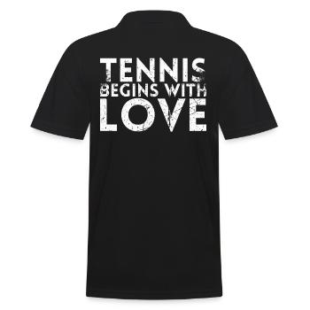 Tennis Beginnt Mit Liebesdesign Für Tennisfans - Männer Poloshirt - Schwarz - Hinten - Kai (181cm)