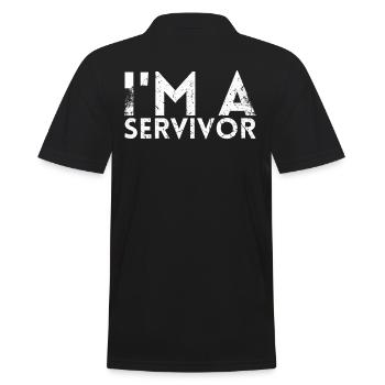 Ich Bin Ein Servivor-design Für Tennisfans - Männer Poloshirt - Schwarz - Hinten - Kai (181cm)