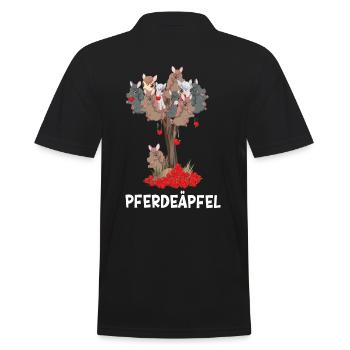 Pferdeäpfel mit Ponys am Baum, Pferde - Männer Poloshirt - Schwarz - Hinten - Kai (181cm)