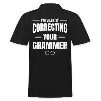 Ich Korrigiere Stillschweigend Ihr Grammer-design - Männer Poloshirt - Schwarz - Hinten - Kai (181cm)