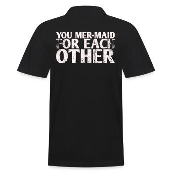 She Mer-maid For Each Other For Bride Groom - Men's Polo Shirt - black - Back - Kai (181cm)