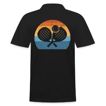 Padel Racket Ball Retro Design For Padel Tennis - Men's Polo Shirt - black - Back - Kai (181cm)