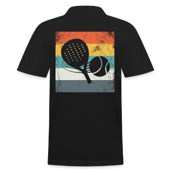 Padel Racket Ball Retro Design For Padel Tennis - Men's Polo Shirt - black - Back - Kai (181cm)