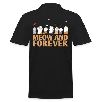 Meow and Forever Marriage Design for the Bride and - Men's Polo Shirt - black - Back - Kai (181cm)