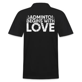 Badminton begins with the love of - Men's Polo Shirt - black - Back - Kai (181cm)