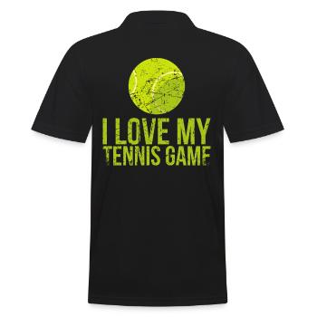 Ich Liebe Mein Tennisspieldesign Für Tennisfans - Männer Poloshirt - Schwarz - Hinten - Kai (181cm)