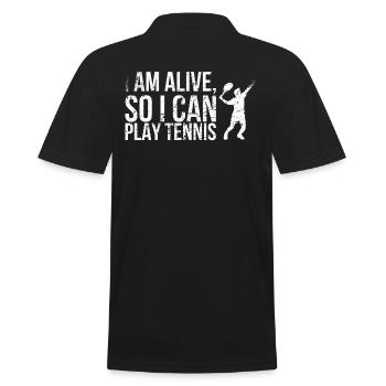 Je vis, donc je peux jouer au tennis design pour - Polo Homme - noir - Dos - Kai (181cm)