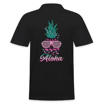 Aloha, Pineapple, And, Flamingo, Design, For, Beach - Men's Polo Shirt - black - Back - Kai (181cm)