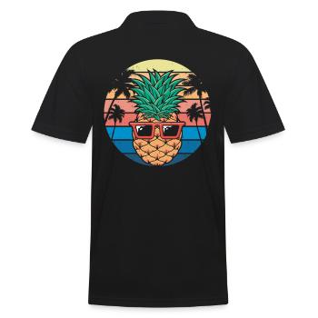 PineApple And Pine Retro Design For Beach - Men's Polo Shirt - black - Back - Kai (181cm)
