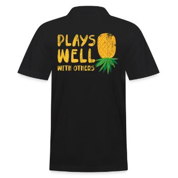 Plays well with other designs for beach lovers - Men's Polo Shirt - black - Back - Kai (181cm)