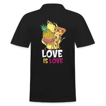 Love Is Love, Pineapple And Pizza Design For The - Men's Polo Shirt - black - Back - Kai (181cm)