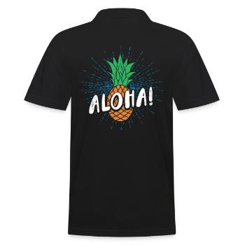 Aloha pineapple design For beach lovers pineapple - Men's Polo Shirt - black - Back - Kai (181cm)