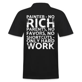 Painter_ Keine Reichen Eltern, Keine - Männer Poloshirt - Schwarz - Hinten - Kai (181cm)