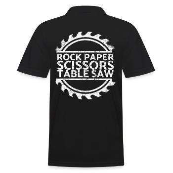 Rock Paper Scissors Tischkreissäge Für Tischler - Männer Poloshirt - Schwarz - Hinten - Kai (181cm)