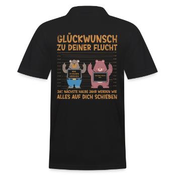 Glückwunsch zu Deiner FLucht, Jobwechsel Abschieds - Männer Poloshirt - Schwarz - Hinten - Kai (181cm)