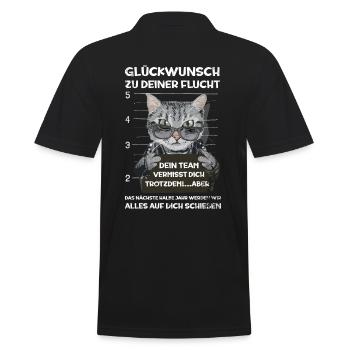 Glückwunsch zu Deiner FLucht, Jobwechsel Abschieds - Männer Poloshirt - Schwarz - Hinten - Kai (181cm)