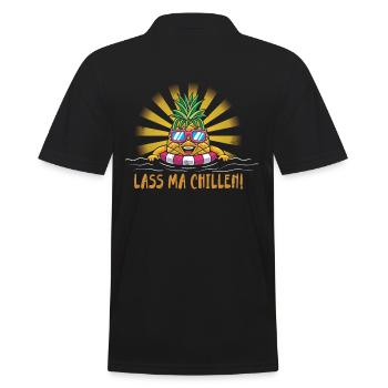 Lass ma Chillen, Ananas - Männer Poloshirt - Schwarz - Hinten - Kai (181cm)