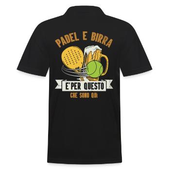 Padel Und Bier, Paddel - Männer Poloshirt - Schwarz - Hinten - Kai (181cm)