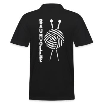 Baumwolle Wortspiel Schaf auf Baum, Schaf - Männer Poloshirt - Schwarz - Hinten - Kai (181cm)