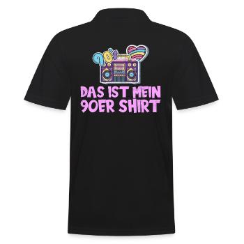 90er Jahre Party und Mottoparty Design, 90s - Männer Poloshirt - Schwarz - Hinten - Kai (181cm)