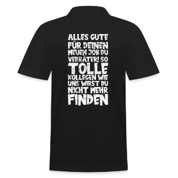 Alles gute im neuen Job du Verräter, Abschied - Männer Poloshirt - Schwarz - Hinten - Kai (181cm)