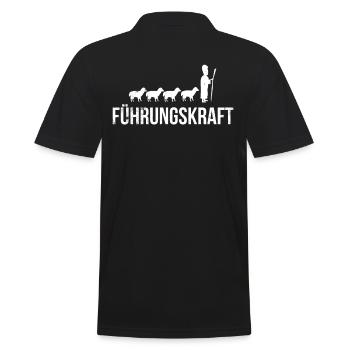 Führungskraft. Design mit Schafen und Schäfer - Männer Poloshirt - Schwarz - Hinten - Kai (181cm)