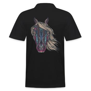 Tribal Pferd design für Reiterinnen, - Männer Poloshirt - Schwarz - Hinten - Kai (181cm)