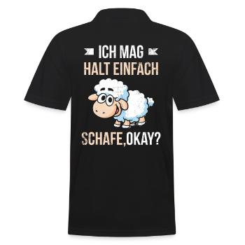 Ich mag einfach Schafe, Okay? Schaf - Männer Poloshirt - Schwarz - Hinten - Kai (181cm)