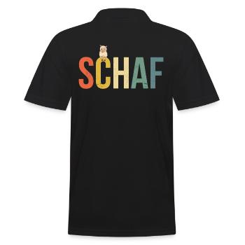 Retro Schaf Design, Schafe - Männer Poloshirt - Schwarz - Hinten - Kai (181cm)