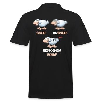Schaf, Unschaf, Gestochen Schaf, Wortspiel - Männer Poloshirt - Schwarz - Hinten - Kai (181cm)