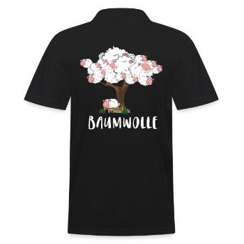 Baumwolle Wortspiel Schaf auf Baum, Schaf - Männer Poloshirt - Schwarz - Hinten - Kai (181cm)