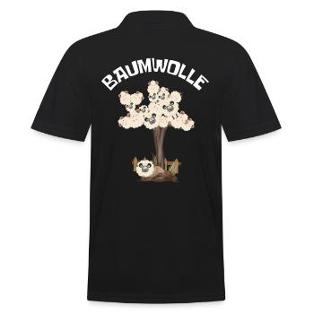 Baumwolle Wortspiel Schaf auf Baum, Schaf - Männer Poloshirt - Schwarz - Hinten - Kai (181cm)
