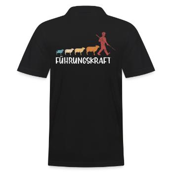 Führungskraft. Design mit Schafen und Schäfer - Männer Poloshirt - Schwarz - Hinten - Kai (181cm)