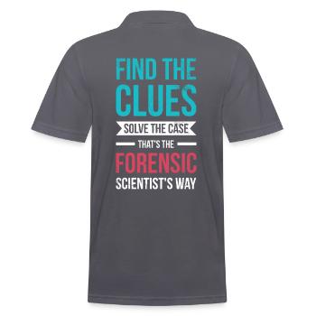 Find the clues, solve the case, investigator - Men's Polo Shirt - charcoal grey - Back - Nico (186cm)