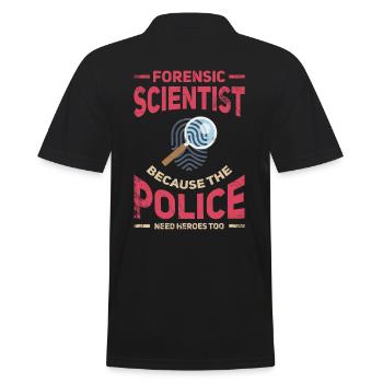 Forensiker Die Polizei Braucht Helden, - Männer Poloshirt - Schwarz - Hinten - Kai (181cm)