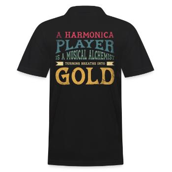 Turning Breaths Ino Gold, - Men's Polo Shirt - black - Back - Kai (181cm)