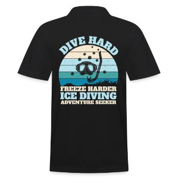 Dive Hard Freezy Harder, Eistaucher - Männer Poloshirt - Schwarz - Hinten - Kai (181cm)