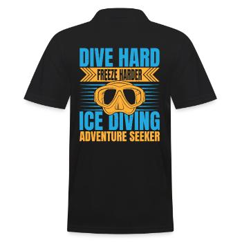Dive Hard Freezy Harder, Eistaucher - Männer Poloshirt - Schwarz - Hinten - Kai (181cm)