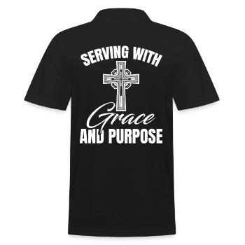 Serving with Grace and Purpose, Chaplain - Men's Polo Shirt - black - Back - Kai (181cm)
