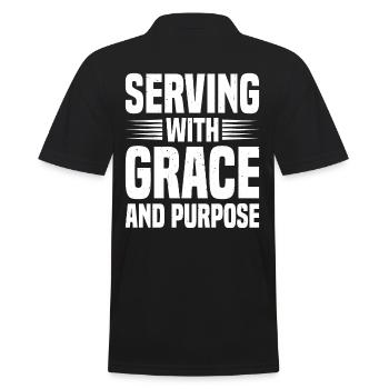 Serving with Grace and Purpose, Chaplain - Men's Polo Shirt - black - Back - Kai (181cm)