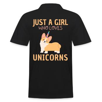 Nur Ein Mädchen, Das Einhörner Liebt - Männer Poloshirt - Schwarz - Hinten - Kai (181cm)