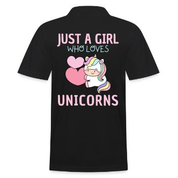 Nur Ein Mädchen, Das Einhörner Liebt. - Männer Poloshirt - Schwarz - Hinten - Kai (181cm)