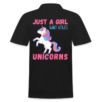 Nur Ein Mädchen, Das Einhörner Liebt - Männer Poloshirt - Schwarz - Hinten - Kai (181cm)