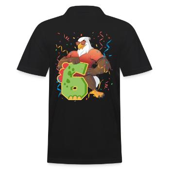 Bald eagle design for sixth birthday - Men's Polo Shirt - black - Back - Kai (181cm)